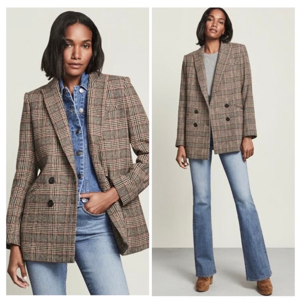 Veronica Beard Oria Dickey Blazer Checkered Plaid Jacket Wool Coat Size 6 - Picture 14 of 15